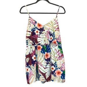 Peach Love California Floral Botanical Romper w/ Adjustable Spaghetti Straps